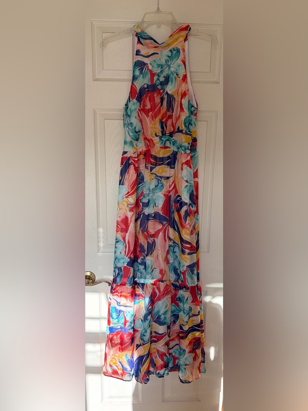 Floral Multicolor Halter Maxi Dress - Women's Summer Dress